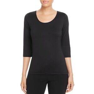 BOSS Women's Scoop Neck Tee Black Stretchy 3/4 Sleeves Pullover Top Size S